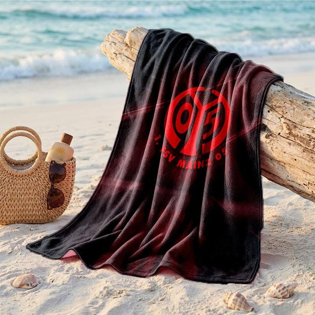 Mainz FC Mikrofaser Strandtuch, schnelltrocknend und saugfähig, schwarz, B x H: 70 x 140 cm - Bild 1
