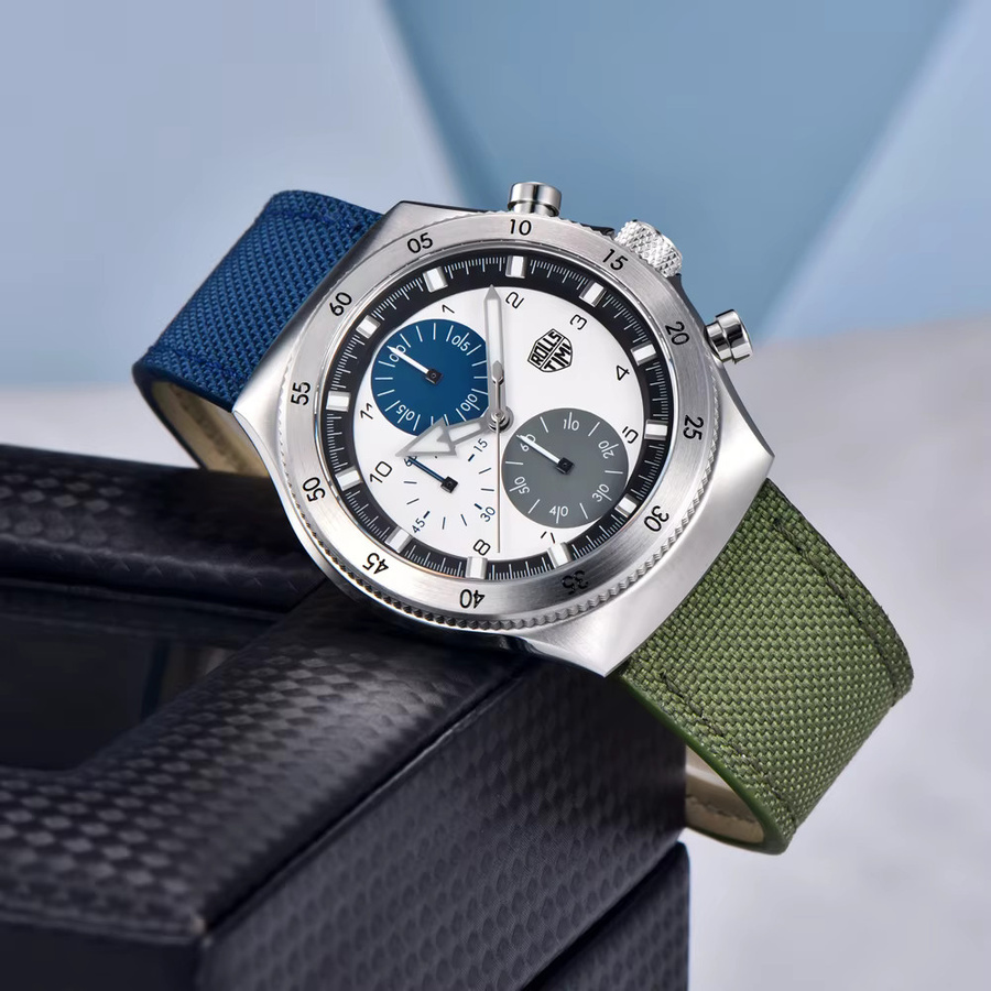 RollsTimi Armbanduhr Chronograph, Quarz, Saphirglas, Nylon, Grün, Herren - Bild 4