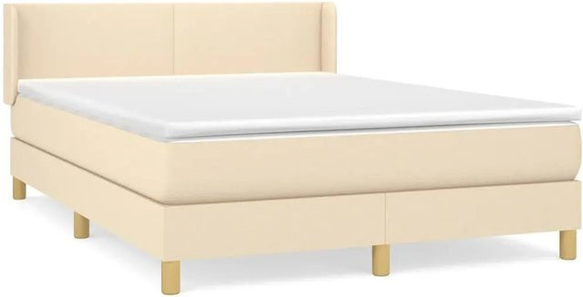 vidaXL Boxspringbett Hybrid mit Matratze und Taschenfederkern, Beige, B/T: 140 x 200 cm - Bild 1