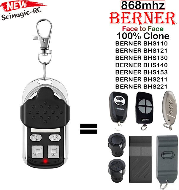 Berner Garagentor Fernbedienung Duplikator 868MHz Toröffner Übertragungsschlüssel Schwarz für bhs110 bhs121 bhs130 bhs140 bhs153 bhs211 bhs221 - Bild 1