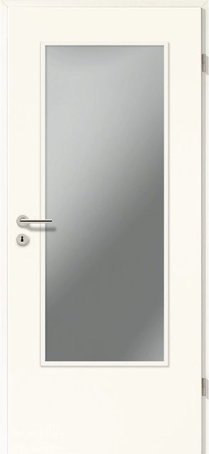 GetaDoor Zimmertür CPL Weiß in RAL9016 mit Klarglas, modern, Rechtsanschlag, Höhe: 211 cm, Breite: 86 cm - Bild 1