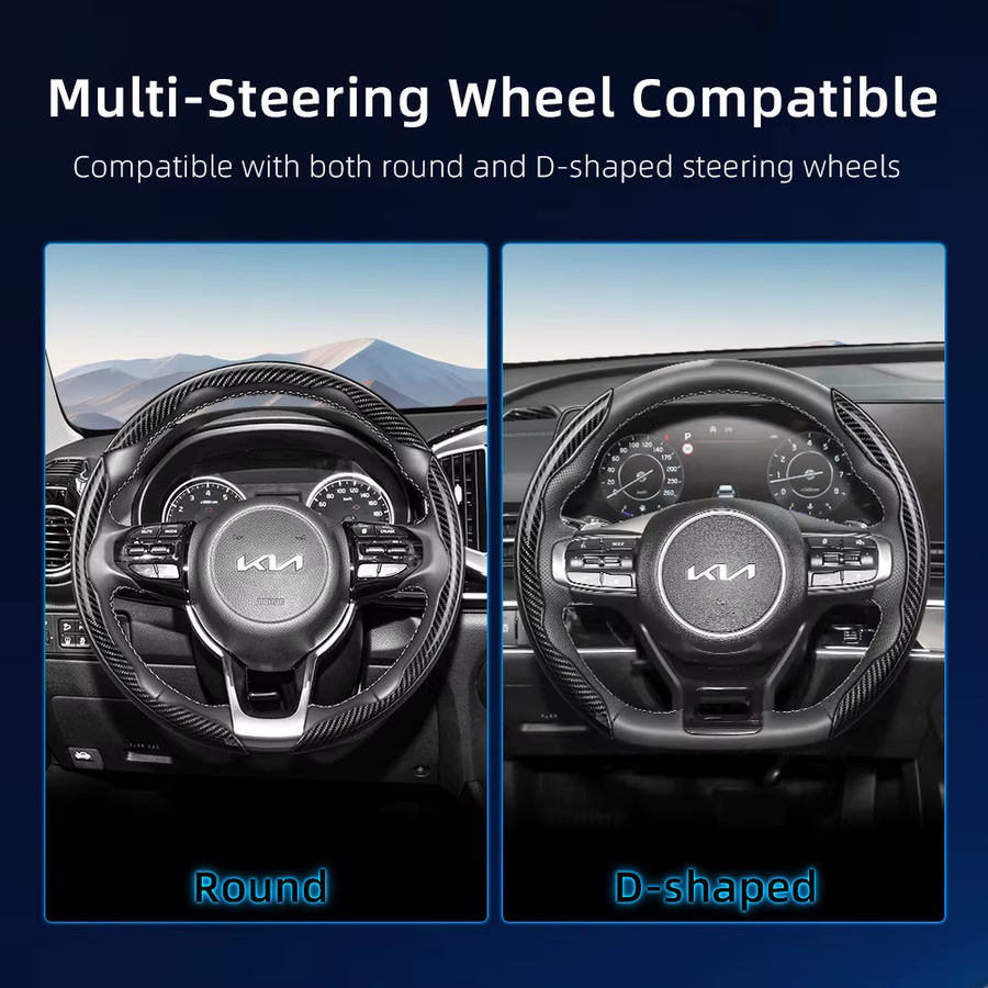 Hocasen Lenkradbezug in Carbonfaser-Textur mit segmentiertem Schnellverschluss-Design in Schwarz für Kia Sportage Seltos Sorento Niro Sonet Picanto Morning K3 Forte Cerato Carnival Telluride Carens - Bild 2