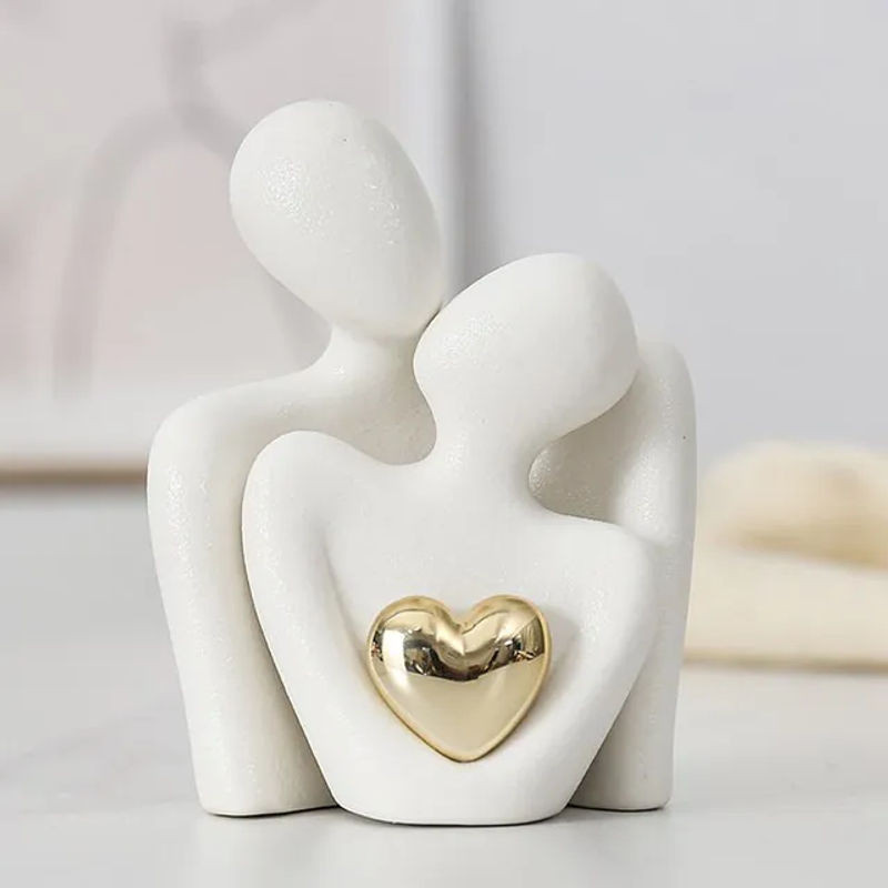 Homyl Abstrakte Paar-Figur aus Keramik in Weiß und Schwarz als moderne Skulptur für dein Schlafzimmer - Bild 1
