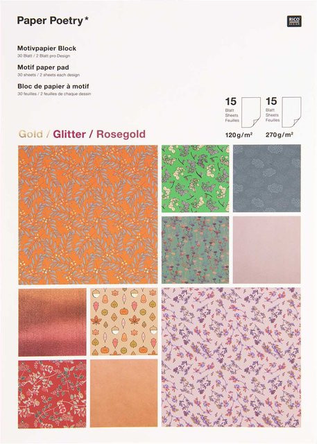 Rico Design Paper Poetry Motivpapierblock Funny Fall in Multicolour mit 30 Blatt - Bild 1
