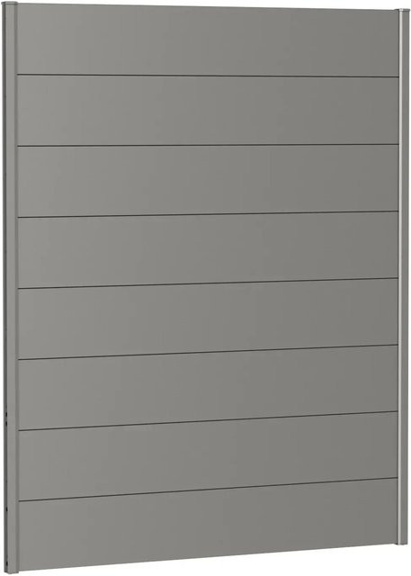 Biohort Wandpaneel Sichtschutz aus Stahlblech, feuerverzinkt und lackiert, Quarzgrau-Metallic, B: 150 cm, H: 180 cm - Bild 1