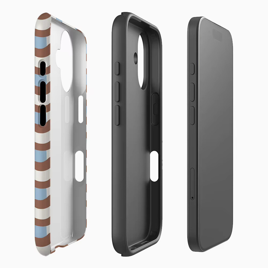 Handyhülle mit braun-blauen Wellenstreifen für Apple iPhone 17 16 15 14 13 12 Pro Max Plus mit doppelschichtiger Rückseite - Bild 2