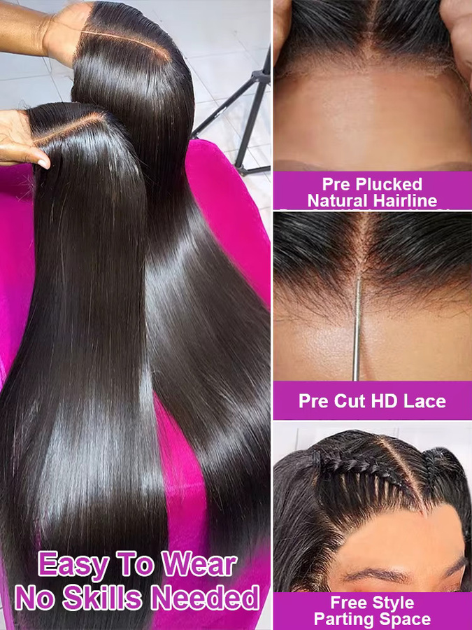 HJ WEAVE BEAUTY Glueless Perücke, 100% Echthaar, glatt, Damen - Bild 3