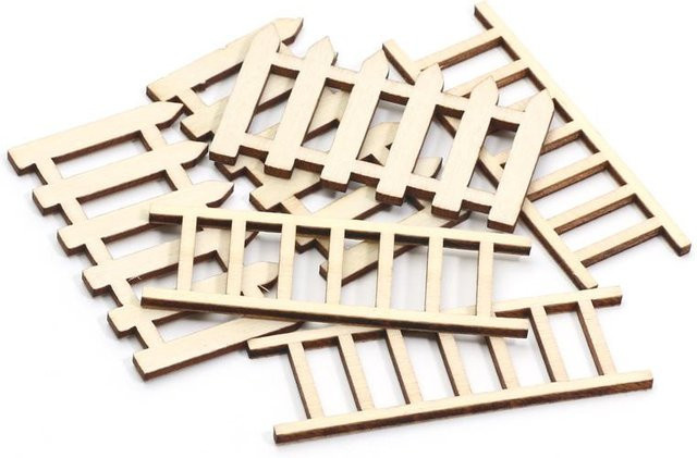 10-teiliges Set Holz Feengartenzaun, Holzausschnittkunst, beige - Bild 1
