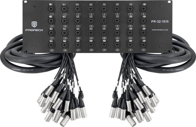 Proreck 32-Kanal Rack-Mount Splitter-Kabel Set mit XLR und TRS in Schwarz - Bild 1
