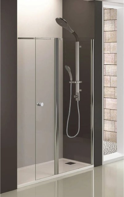 Sanotechnik Duschkabine GRANDE Eckduschkabine mit Drehtür, Glas transparent, Silber, B: 130 cm, H: 195 cm - Bild 1