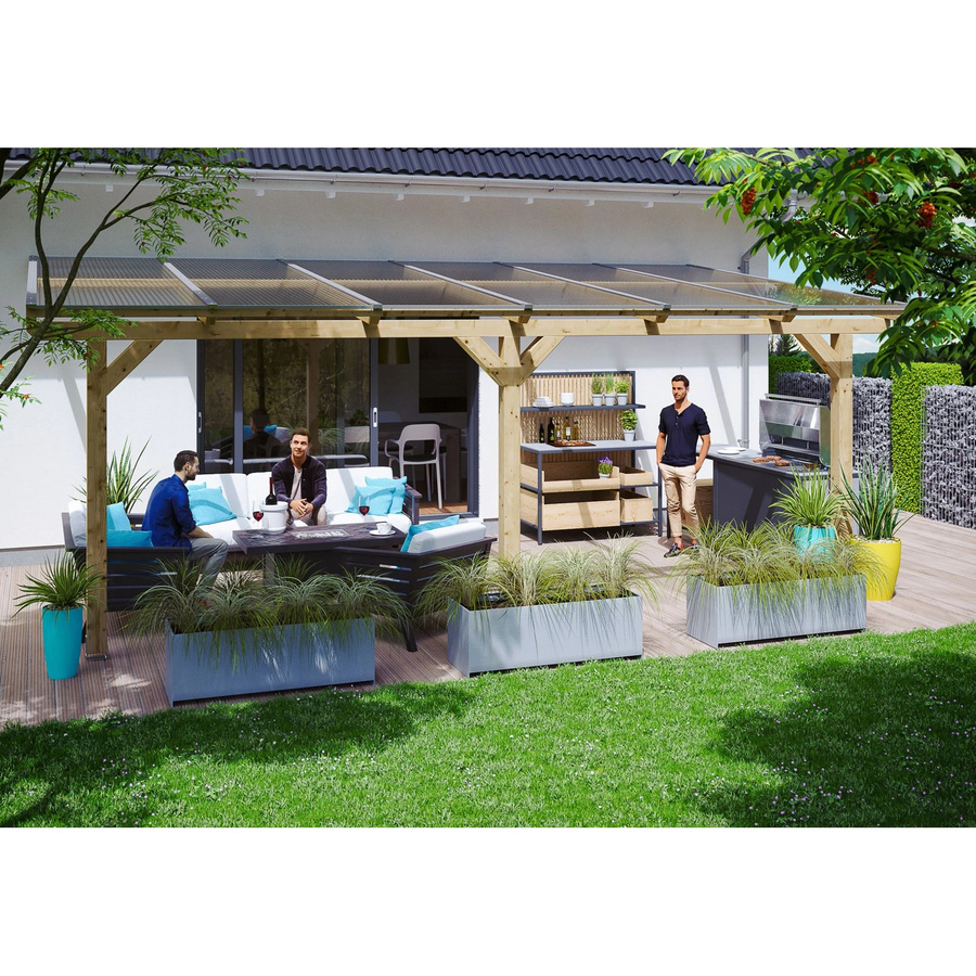 Skan Holz Terrassenüberdachung Andria in Beige mit Polycarbonat-Dach, B/T/H: 648 x 250 cm - Bild 2