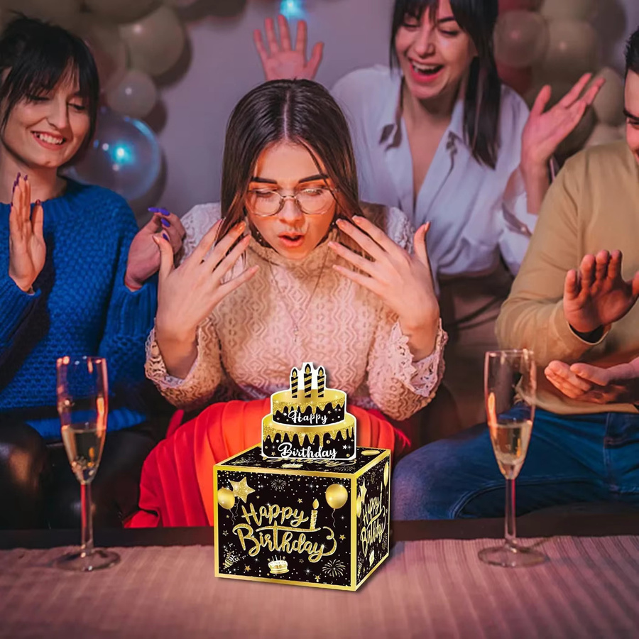 Kreative Geburtstags-Geldgeschenkbox mit Kuchenkarte, lustige Geldbox aus Papier für Männer und Frauen, Mehrfarbig - Bild 2