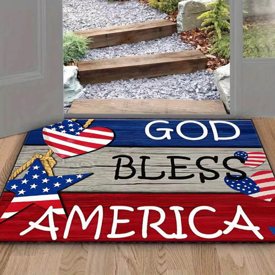VIKAMA Eingangsmatte mit amerikanischer Flagge, rutschfeste Willkommens-Fußmatte in Multicolour, B/T: 60 x 40 cm - Bild 4