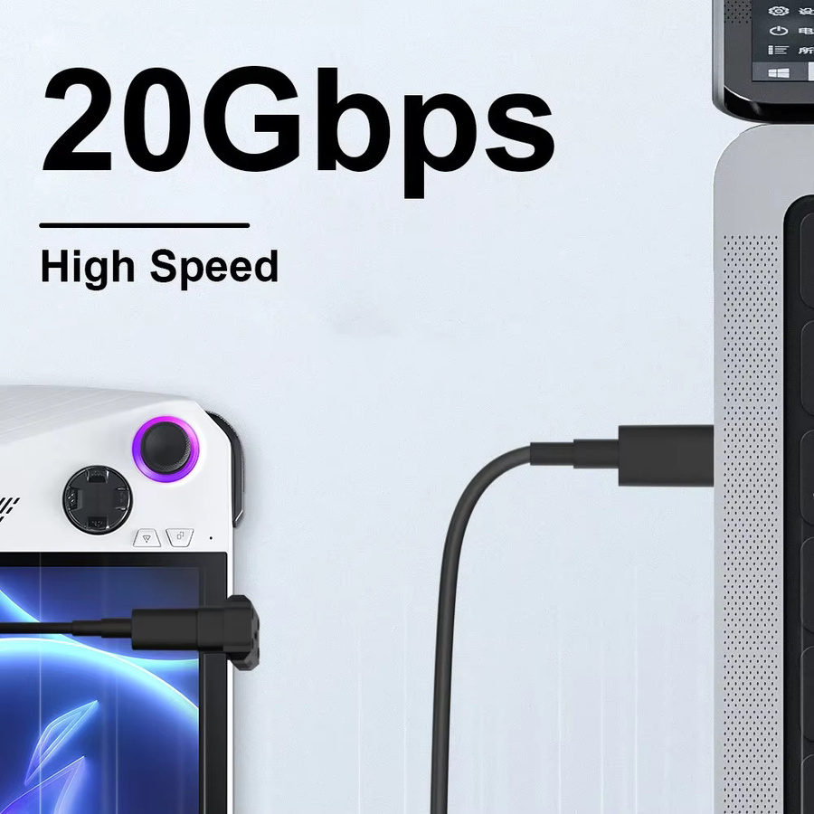 USB-C auf USB-C Adapter mit 180 Grad Winkel, männlich zu weiblich, schwarz, kompatibel mit Asus ROG Ally, unterstützt PD 140W und 8K @ 60Hz - Bild 3