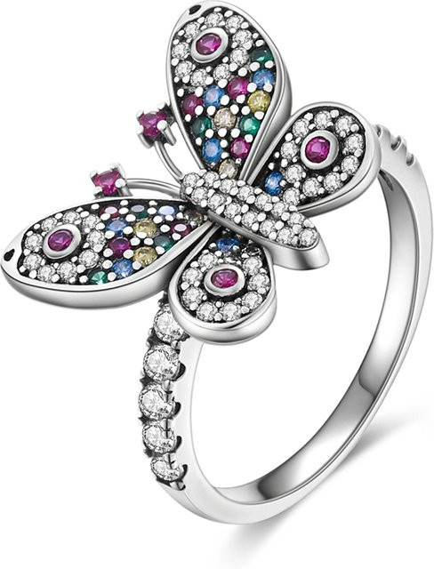 Parmuz Schmetterlingsring, 925 Silber, Zirkonia, Damen, Mädchen - Bild 1