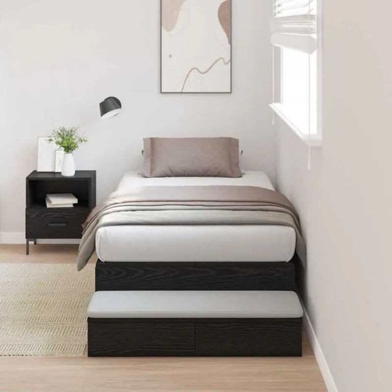 Vidaxl Funktionsbett mit Stauraum und Tür in Schwarzer Eiche, Modern und Minimalistisch, B/T/H: 236,5 x 90 x 31,5 cm - Bild 1