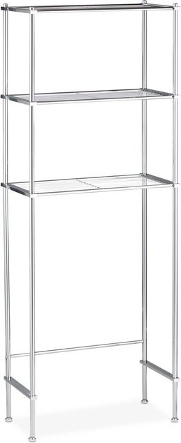 Relaxdays Überbauregal aus Eisen in Silber mit Chrom-Finish und 3 Ablagen, Höhe: 162 cm, Breite: 63 cm, Tiefe: 30 cm - Bild 1