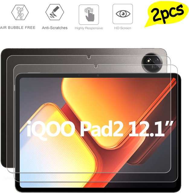 2er-Pack Vivo iQOO Pad 2 Displayschutz aus gehärtetem Glas, transparent, 12,1 Zoll (2024) - Bild 1