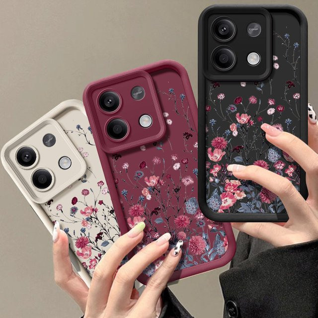 Handyhülle mit Blumenmuster für Xiaomi Poco F6 X6 X5 14T 13T Redmi Note 14 13 Pro Plus Note 15 Pro 4G aus weichem TPU Silikon in Weiß und Multicolour - Bild 1