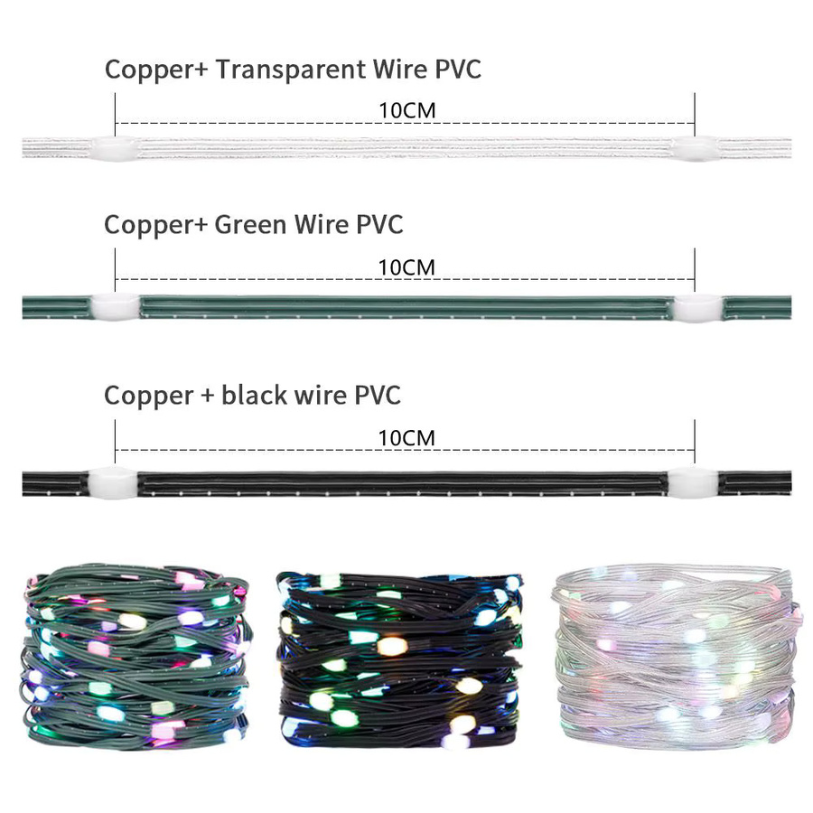 TNALANT WS2812B RGBIC LED Lichterkette mit USB Controller, adressierbare Dekoration in Grün, Schwarz und Transparent für Hochzeit und Weihnachten - Bild 2