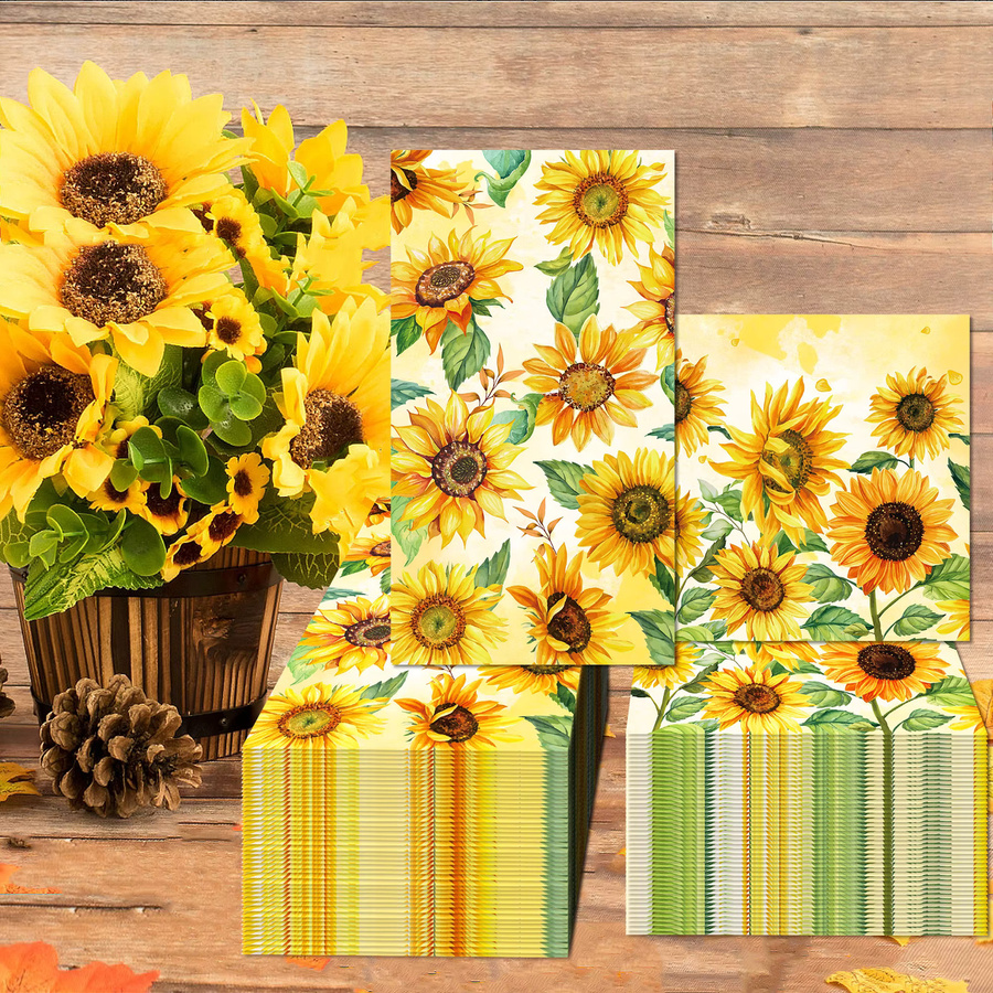 20 Stück Aquarell Sonnenblumen Papierservietten für Hochzeit und Geburtstag als Einweggeschirr - Bild 2