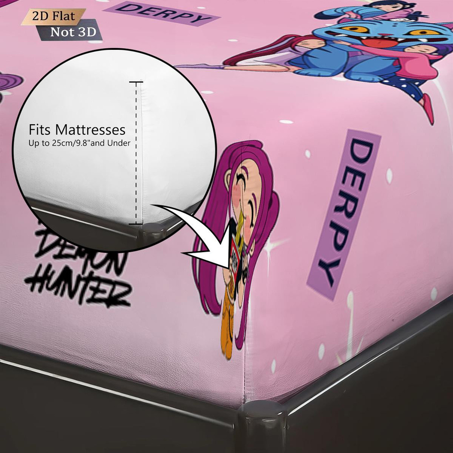 3-teiliges K-Pop Demon Hunters Bettwäsche-Set mit bedrucktem Chipless Bettlaken und weicher Bettdecke, B/T/H: 137 x 193 cm - Bild 4
