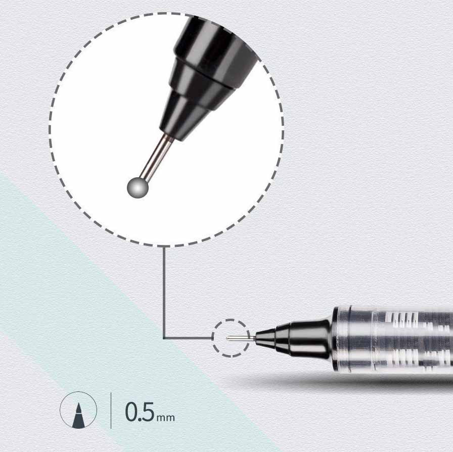 Schwarzer Gelstift mit Nadelspitze und 0,5 mm Schreibstärke für Schule und Büro - Bild 3