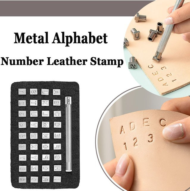 37-teiliges Metall Alphabet und Zahlen Stempel Set für Leder Gravur und DIY Prägung in Silber - Bild 1