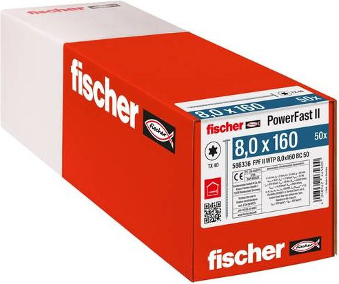 Fischer PowerFast II Holzbauschraube mit Tellerkopf, Ø 8 mm x 160 mm, Stahl galvanisch verzinkt, 50 Stück - Bild 2