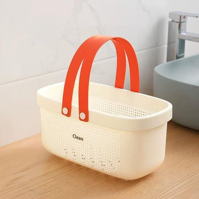 Tragbarer Badekorb von Binchi Outdoor Product in Weiß mit großem Fassungsvermögen und Mesh-Design zur Aufbewahrung von Handtüchern und Badutensilien - Bild 1
