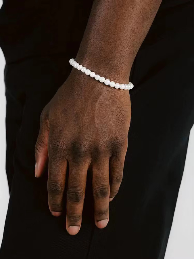 Armband, Weiß, Acryl Perle, Unisex - Bild 2