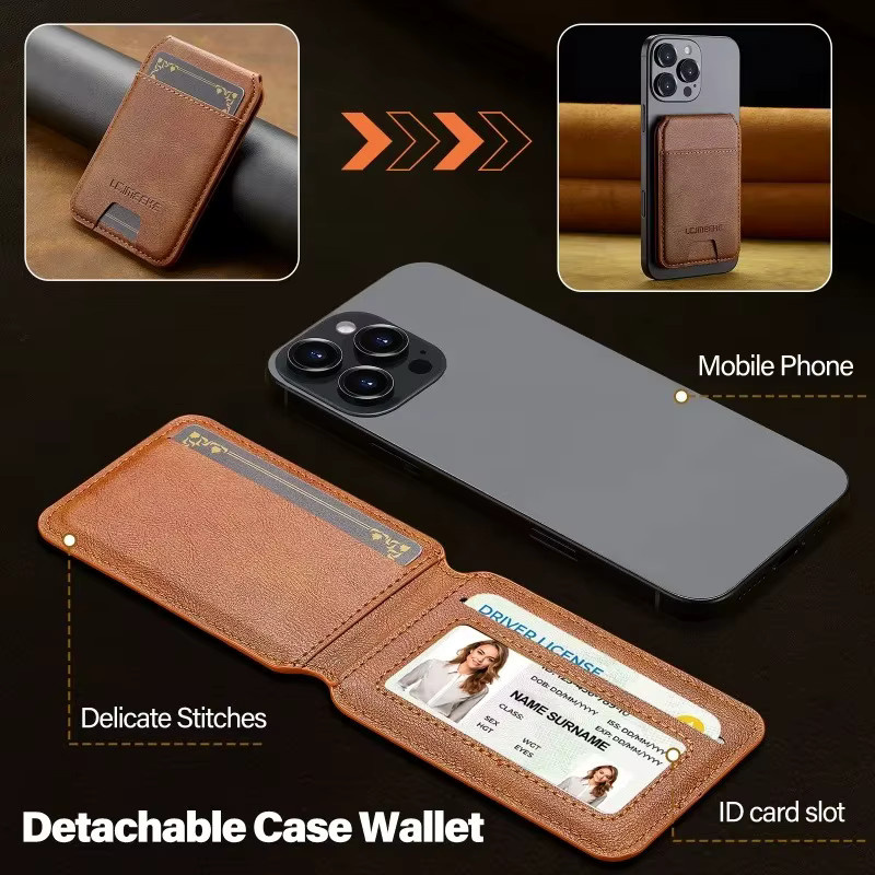EUCAGR Magnetische PU-Leder Kartensteckplatz-Tasche mit Ständer für iPhone 17, Samsung Galaxy, Google und Xiaomi, Farbe: Grün - Bild 4