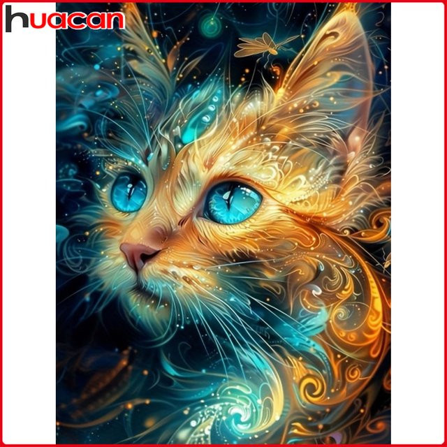Huacan Diamant-Malerei Katze Diamant-Stickerei Set mit Strass-Bildern in Multicolour, B/H: 30 x 20 cm - Bild 1