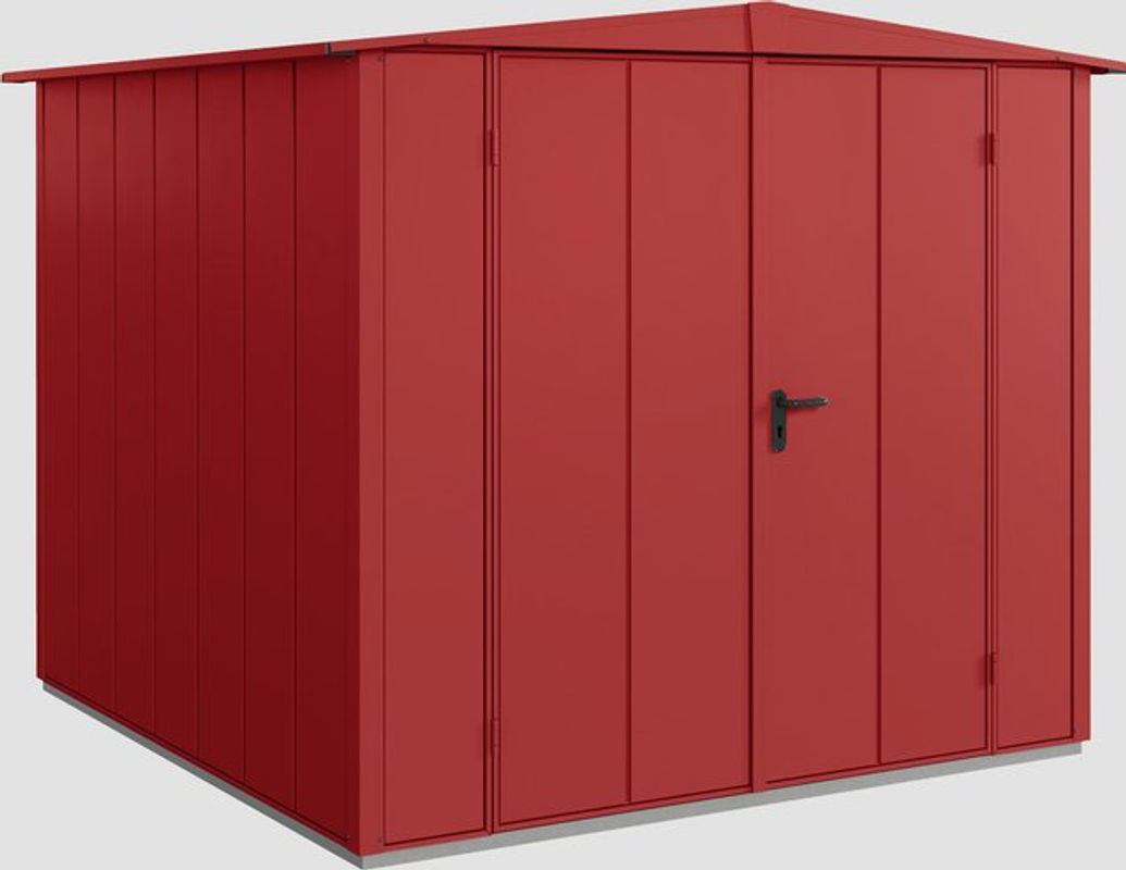 Ecostar Gerätehaus Elegant-S aus Metall in Rot mit Doppeltür und Giebeldach, B/H/T: 238 x 216 x 238 cm - Bild 2