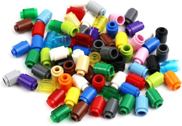 Bausteine Runde Zylindersteine 1 x 1, 100-teiliges Set, Bunt / Mehrfarbig - Bild 1