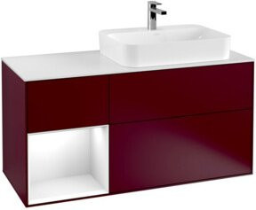 V&B Finion Waschtischunterschrank in Weiß, Wandmontage mit Regalfach links und integrierter Beleuchtung, Breite: 120 cm - Bild 1