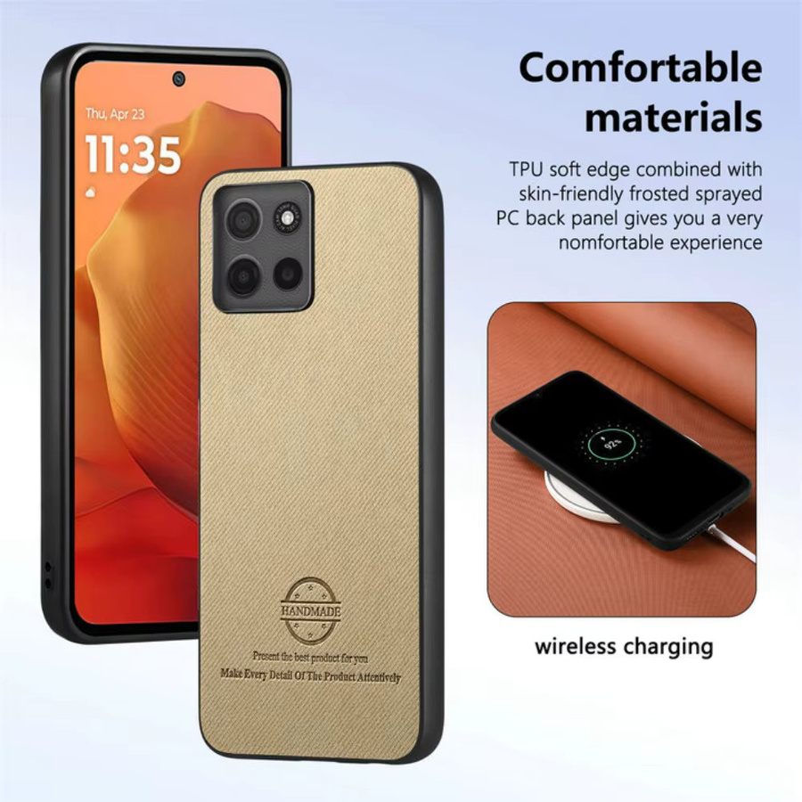 Luxus Leder-Rückenschutzhülle Armor für Motorola Moto G86 G06 Power G56 G66Y G66J G77 G67 5G in Schwarz - Bild 3