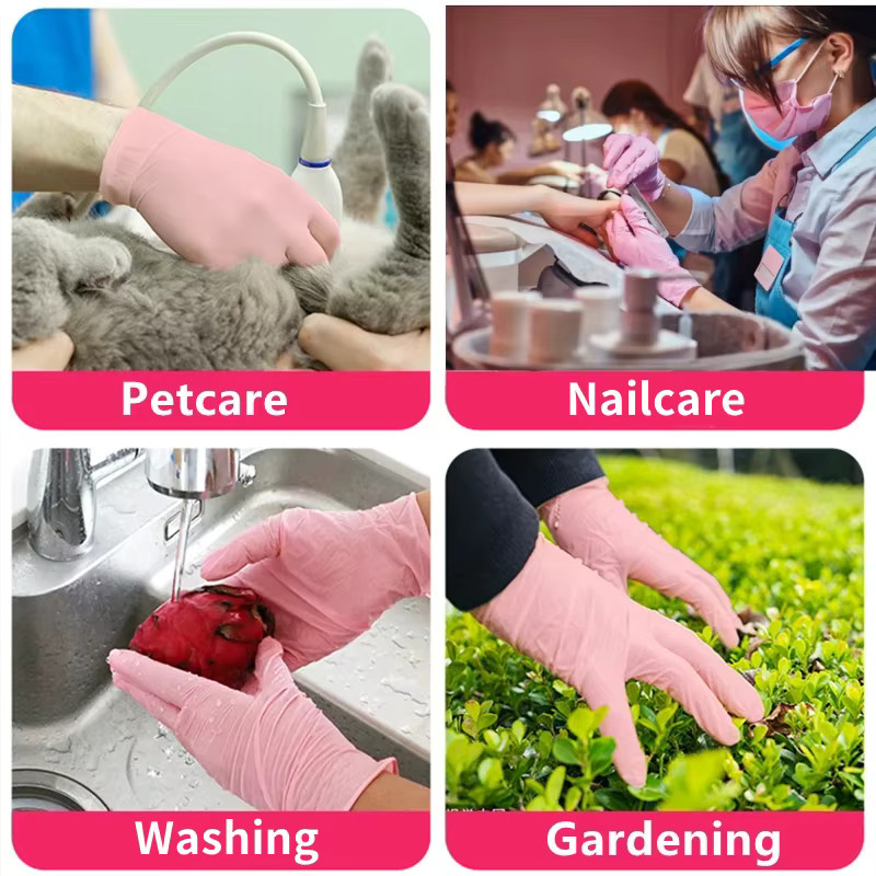YUMARCH Nitrilhandschuhe in Pink, sterile Einweghandschuhe ohne Latex und Puder, ideal für Reinigung, Kosmetik, Kochen und Haarfärben - Bild 2