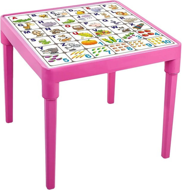 KMND Kindertisch English Alphabet in Pink mit quadratischer Tischplatte und vier Beinen - Bild 1