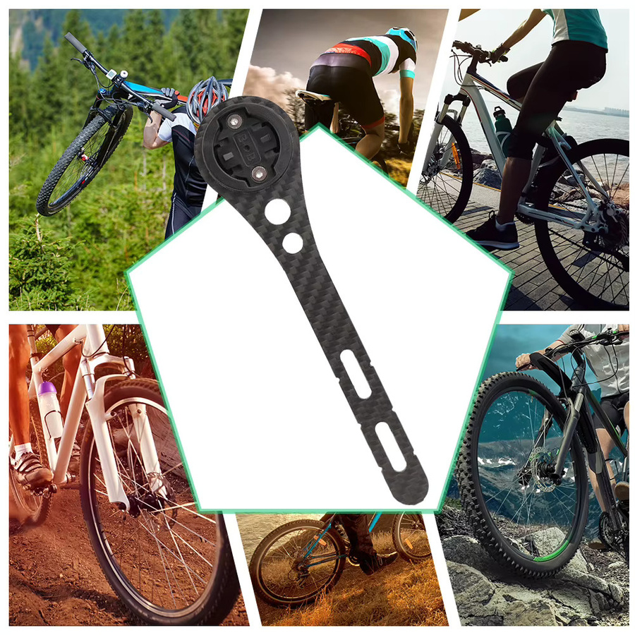 VKTECH Carbon Fiber Fahrrad Lenker Computer Halterung in Schwarz für Garmin, Bryton und Wahoo - Bild 4