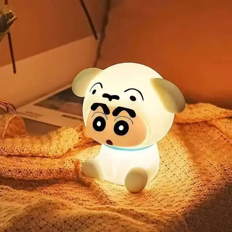 Bandai Crayon Shin Nachtlampe aus Silikon in Weiß, aufladbare LED-Tischleuchte mit sanftem warmweißem Licht und Touch-Funktion - Bild 2
