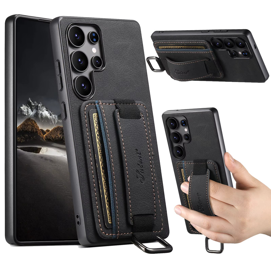 SUTENI PU Leder Handyhülle mit Handgelenk-Strap, Ring, Schnalle und Kartenhalter für Samsung Galaxy S26 Ultra, S25 Plus, S24, S23, S22 und Note 20 in Schwarz oder Braun - Bild 4
