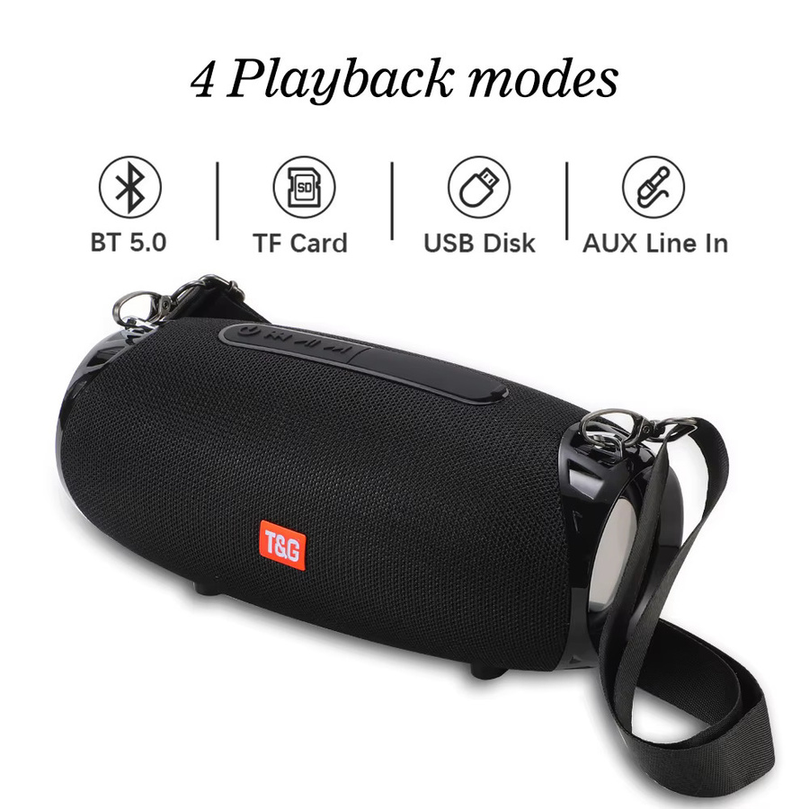 T&G Bluetooth Subwoofer Tragbarer Lautsprecher mit FM Radio und 10W Leistung in Schwarz - Bild 5