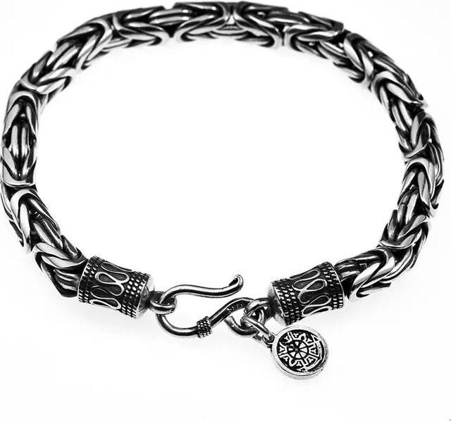 POMOiii Armband Fischschuppen Kreuz, 925 Silber, Unisex, 21 cm, grau - Bild 1