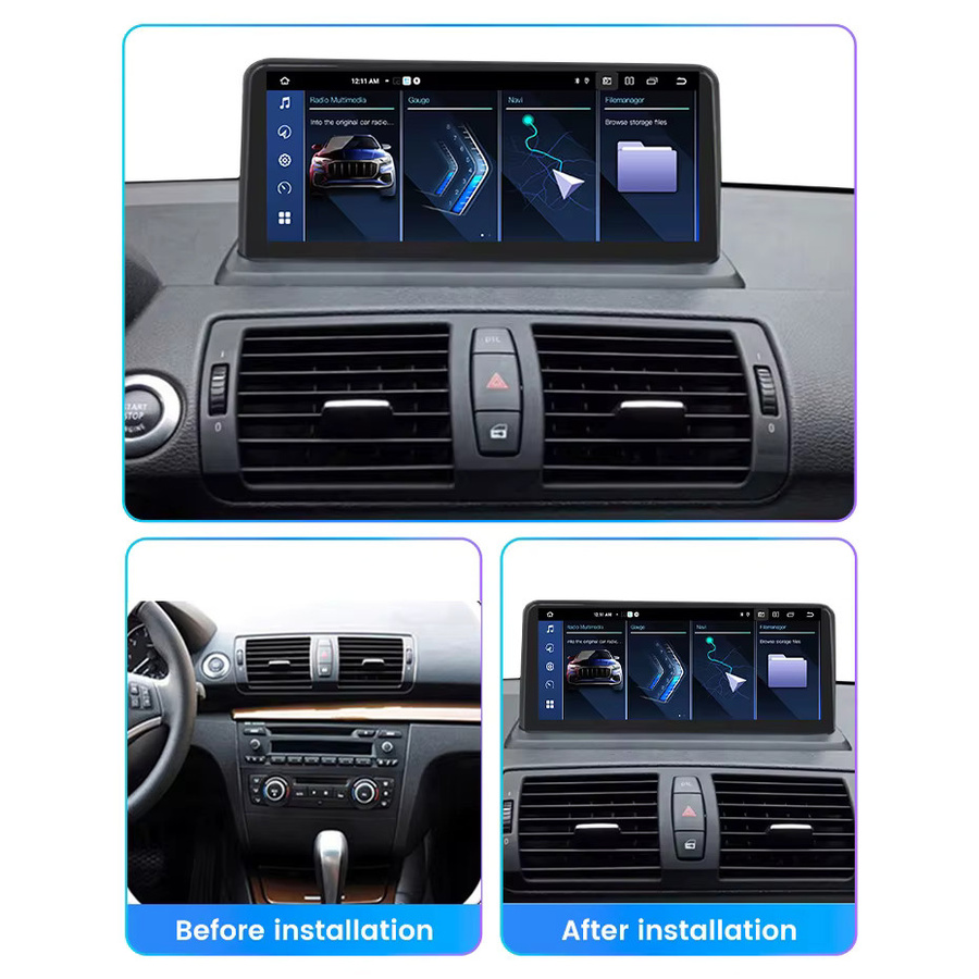Navifly Android 14 Autoradio für BMW 1er E87 E81 E88 mit 4G WiFi, Wireless CarPlay und Multimedia-System in Schwarz - Bild 2