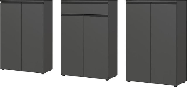 3-teiliges Büro-Set Stuttgart von Kadima Design in Graphit Matt mit Soft-Close Funktion, Breite: 273 cm, Tiefe: 120 cm - Bild 1