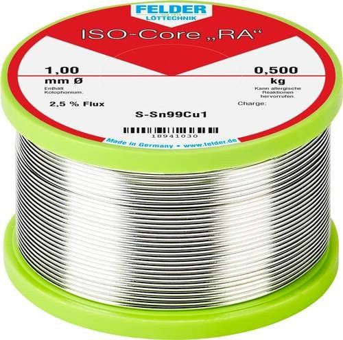 Felder ISO-Core RA Sn99Cu1 Lötzinn bleifrei, Farbe: Silber, Durchmesser: 1 mm, Gewicht: 0,5 kg - Bild 1