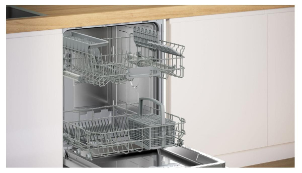 Bosch Serie 2 SMI2HTS02E Voll integrierter Geschirrspüler in Weiß mit Edelstahl