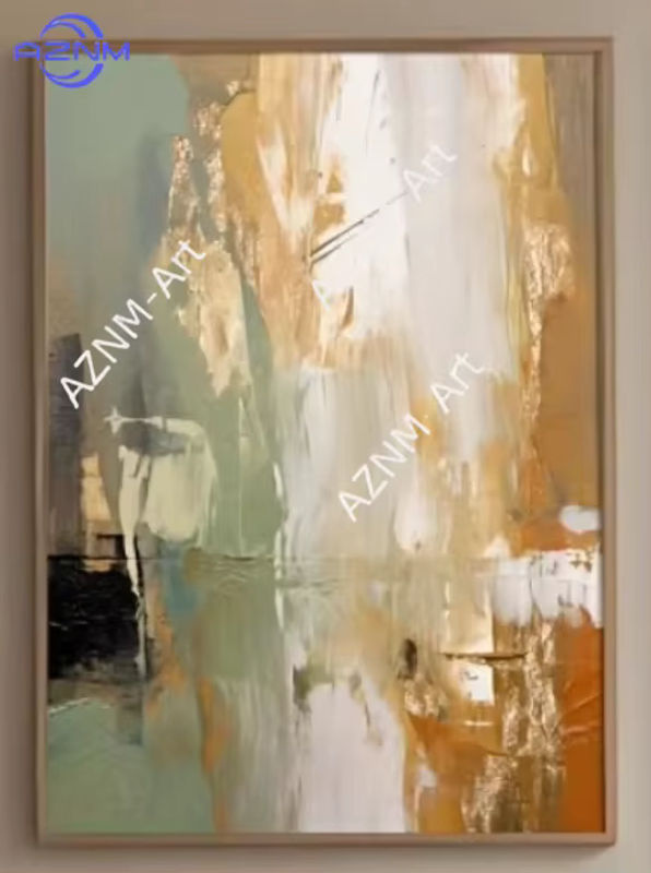 Potdemiel Abstrakte Leinwanddrucke in Grün und Gold, Minimalistische Kunstposter für deine Wanddekoration im Hochformat - Bild 3