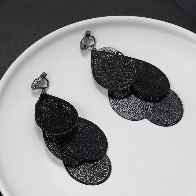 Wucifang Jewelry Ohrclips, mehrschichtige Blätter, Metall, gray, Damen - Bild 1